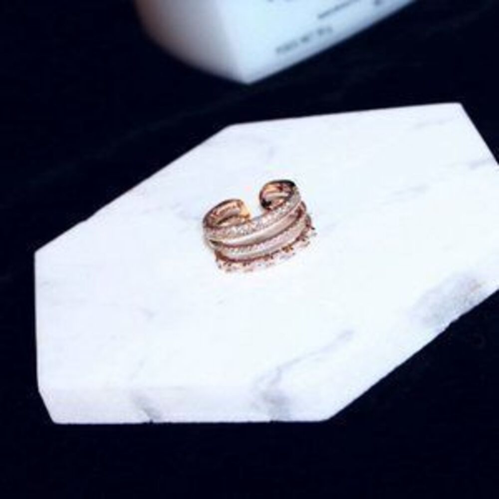 Rose Gold Diamond Triple Stackable Adjustable Ring
